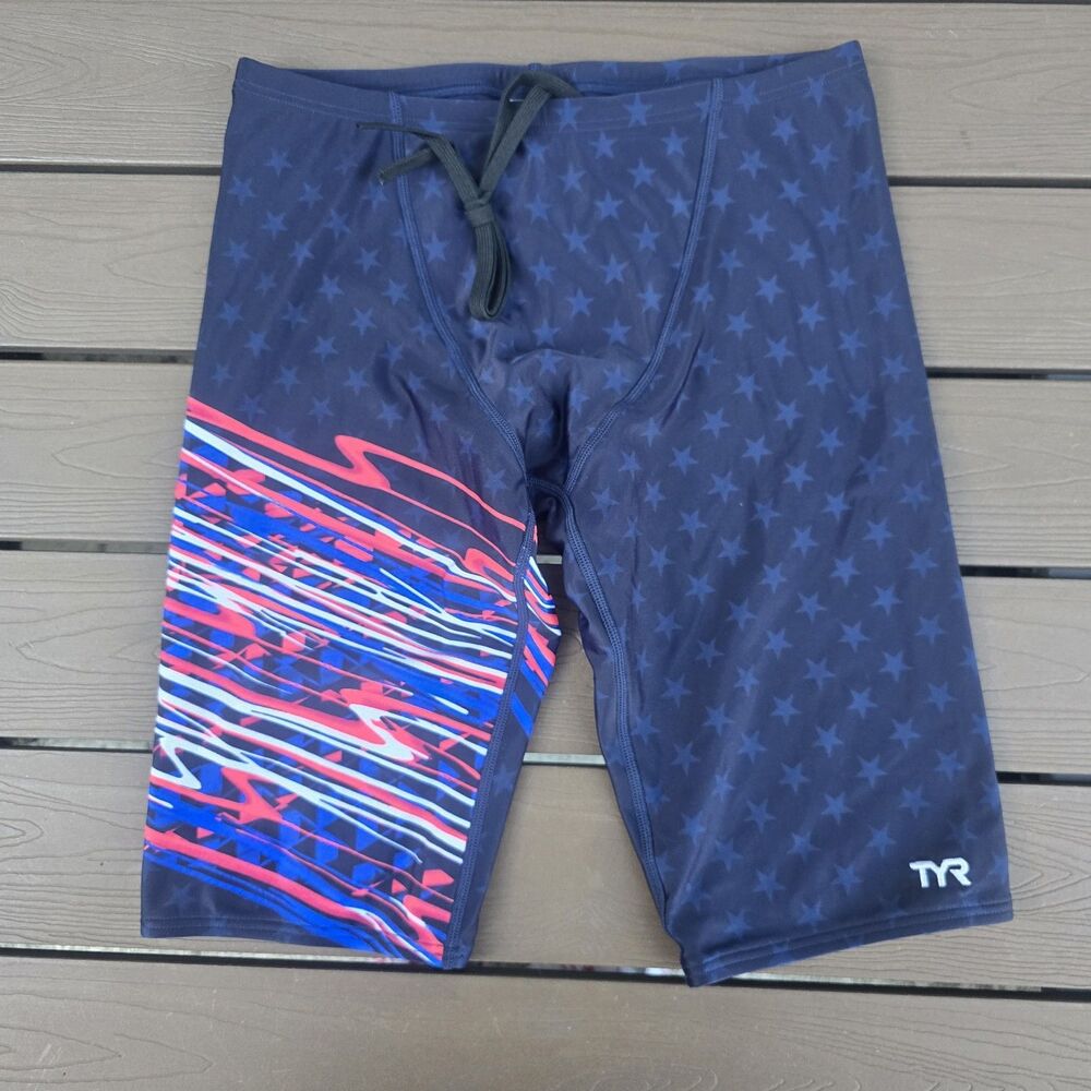 TYR Tyreeco Nylon Men's Victorious Red/white/blue Swim Jammer SZ 32 New No Tag